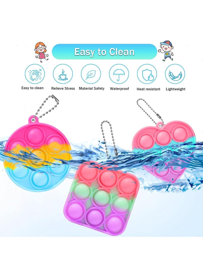 40 Pack Mini Pop Fidget Keychain, Kids Party Favors Fidget Toys Bulk, Its Birthday Party Favors for Kids 4+ Year Small Kid, Classroom Prizes Fidgets It Bubbles Poppers (Random Color) - Image 2